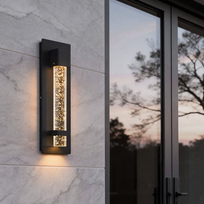 Modern Black Bubble Crystal Glass Outdoor Wall Sconce LED IP65