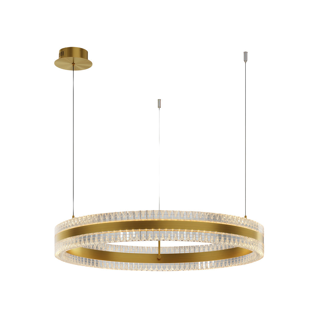 Geometric Ring Chandelier with Integrated LED and Aluminum Frame in Three Finish Options
