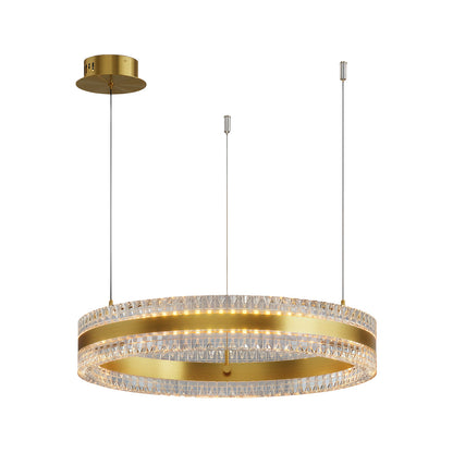 Geometric Ring Chandelier with Integrated LED and Aluminum Frame in Three Finish Options