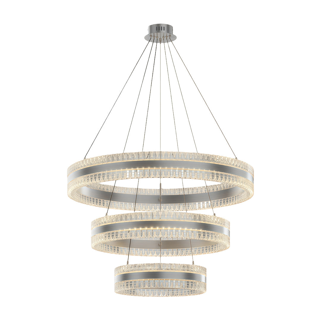 Geometric Ring Chandelier with Integrated LED and Aluminum Frame in Three Finish Options