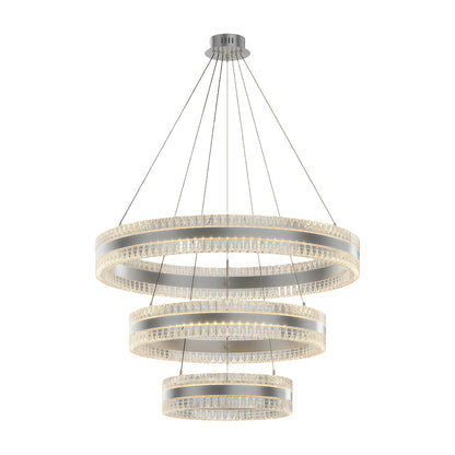 Geometric Ring Chandelier with Integrated LED and Aluminum Frame in Three Finish Options