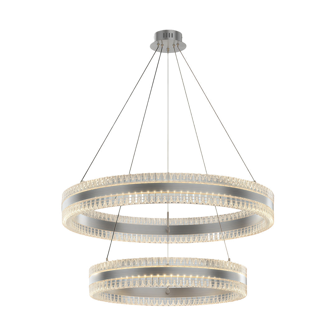 Geometric Ring Chandelier with Integrated LED and Aluminum Frame in Three Finish Options