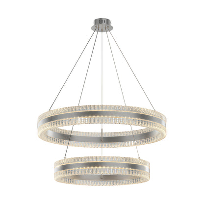 Geometric Ring Chandelier with Integrated LED and Aluminum Frame in Three Finish Options