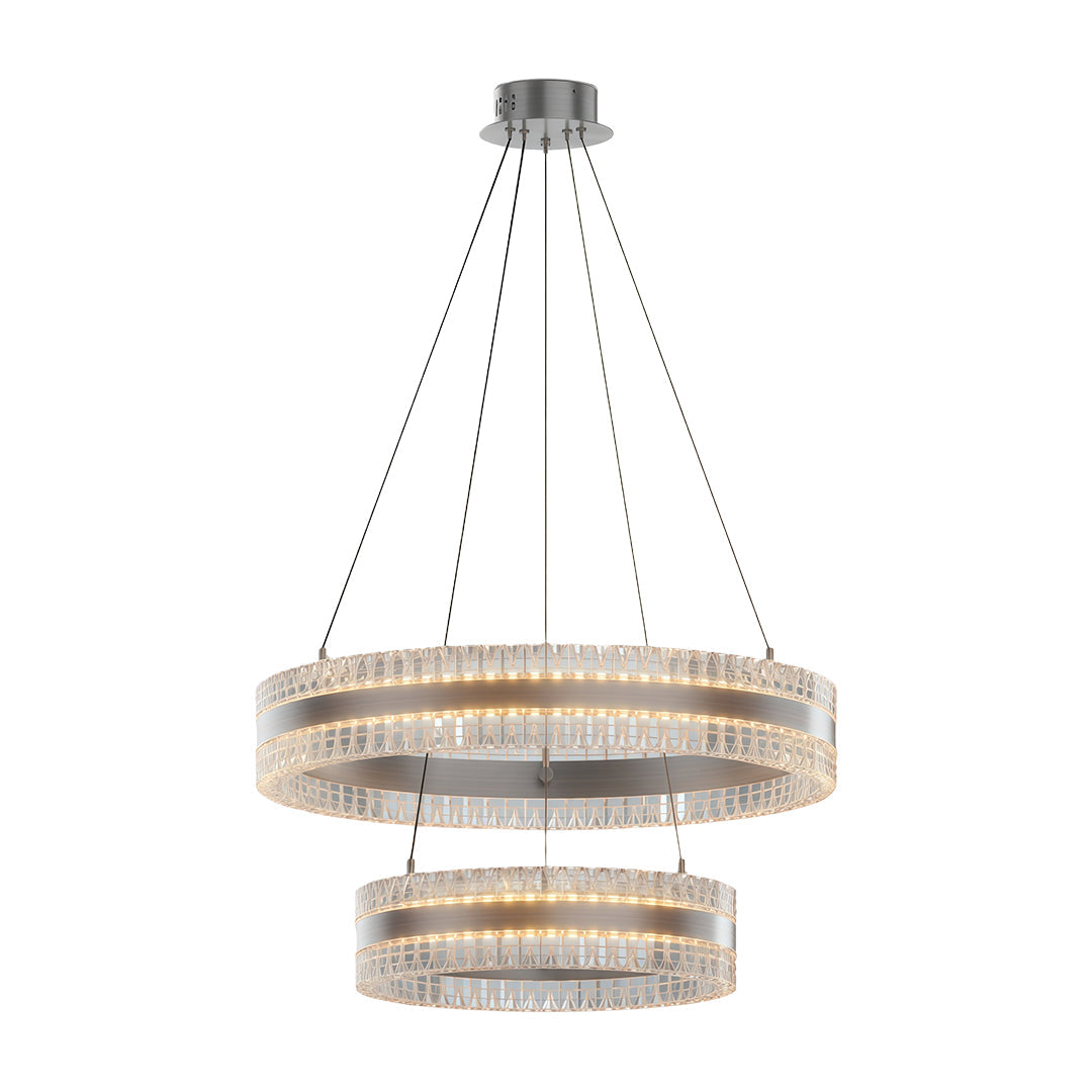 Geometric Ring Chandelier with Integrated LED and Aluminum Frame in Three Finish Options