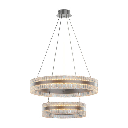 Geometric Ring Chandelier with Integrated LED and Aluminum Frame in Three Finish Options