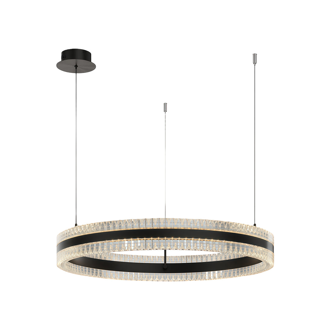 Geometric Ring Chandelier with Integrated LED and Aluminum Frame in Three Finish Options