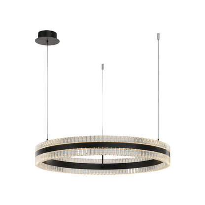 Geometric Ring Chandelier with Integrated LED and Aluminum Frame in Three Finish Options