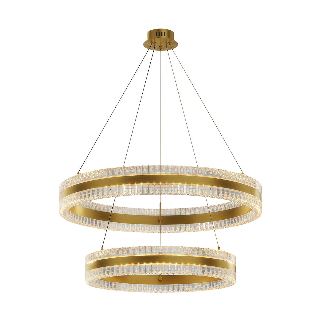 Geometric Ring Chandelier with Integrated LED and Aluminum Frame in Three Finish Options