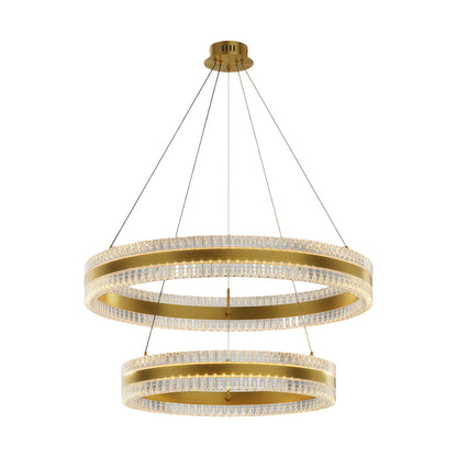 Geometric Ring Chandelier with Integrated LED and Aluminum Frame in Three Finish Options