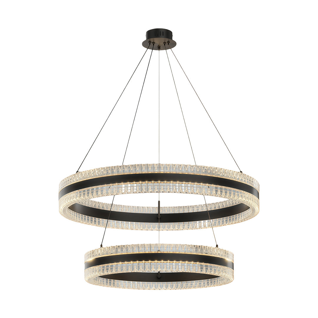 Geometric Ring Chandelier with Integrated LED and Aluminum Frame in Three Finish Options