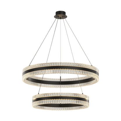 Geometric Ring Chandelier with Integrated LED and Aluminum Frame in Three Finish Options