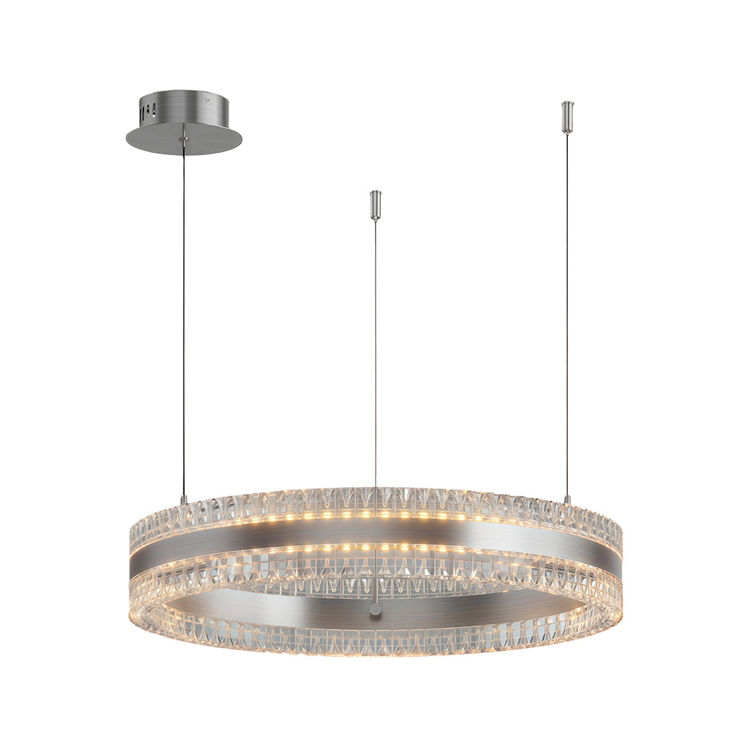 Geometric Ring Chandelier with Integrated LED and Aluminum Frame in Three Finish Options
