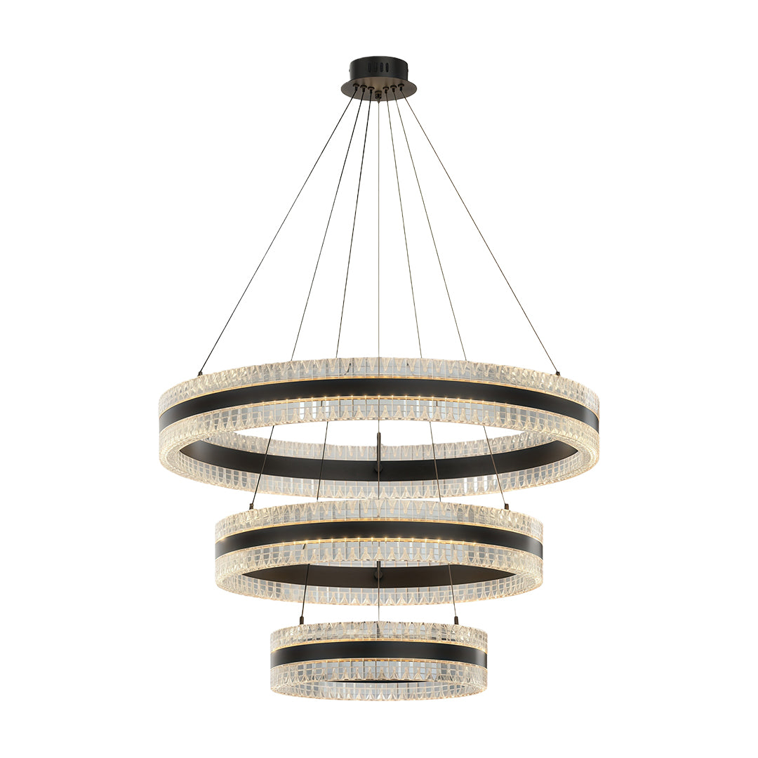 Geometric Ring Chandelier with Integrated LED and Aluminum Frame in Three Finish Options
