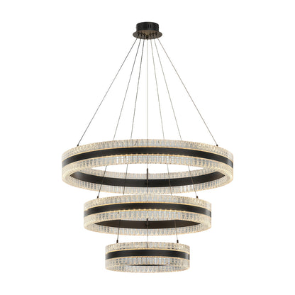 Geometric Ring Chandelier with Integrated LED and Aluminum Frame in Three Finish Options