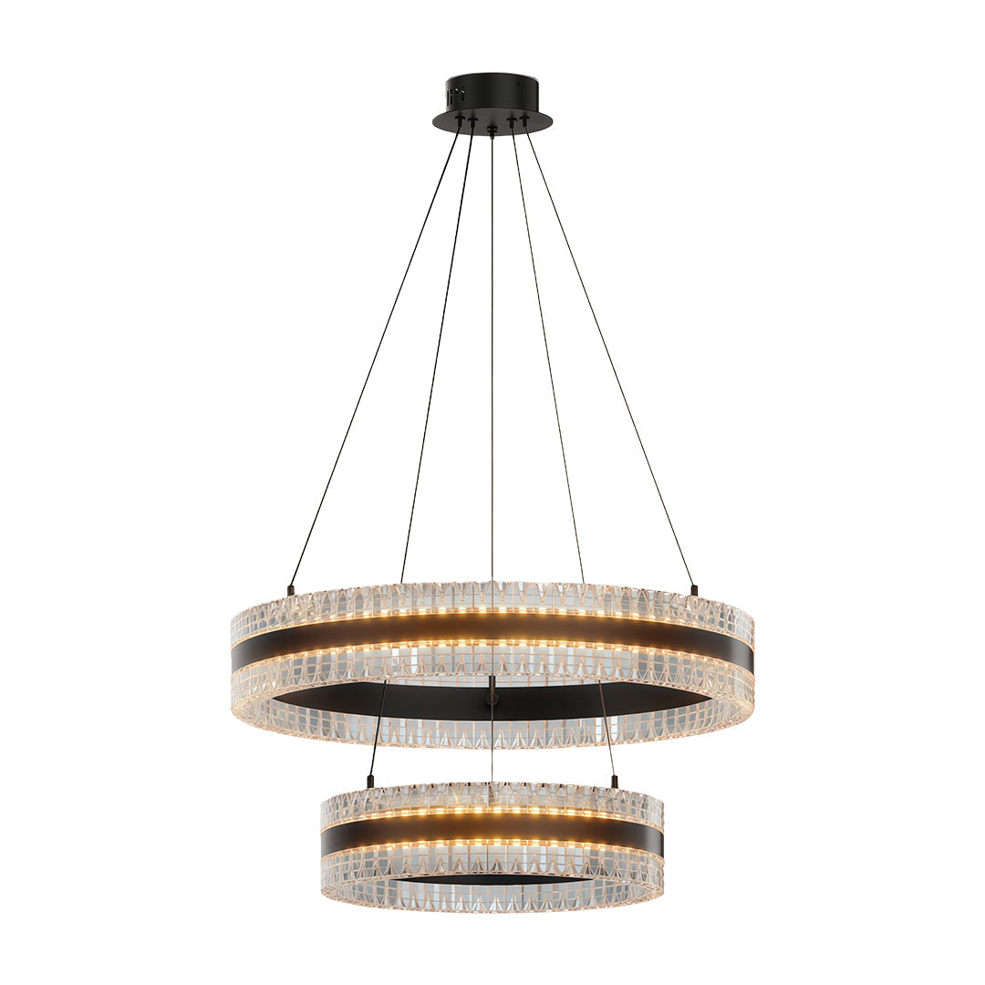 Geometric Ring Chandelier with Integrated LED and Aluminum Frame in Three Finish Options