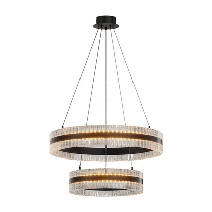 Geometric Ring Chandelier with Integrated LED and Aluminum Frame in Three Finish Options