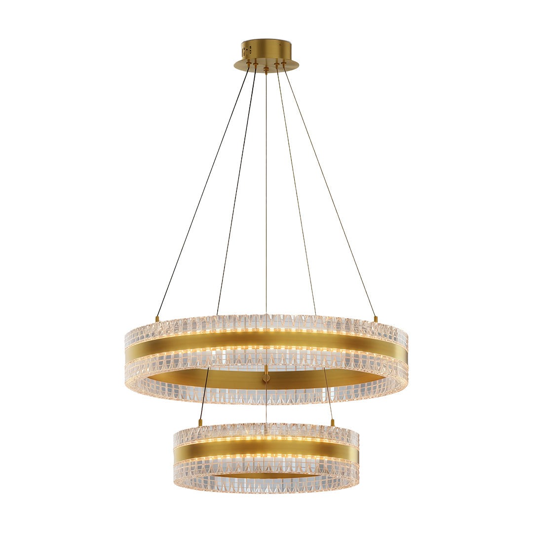 Geometric Ring Chandelier with Integrated LED and Aluminum Frame in Three Finish Options