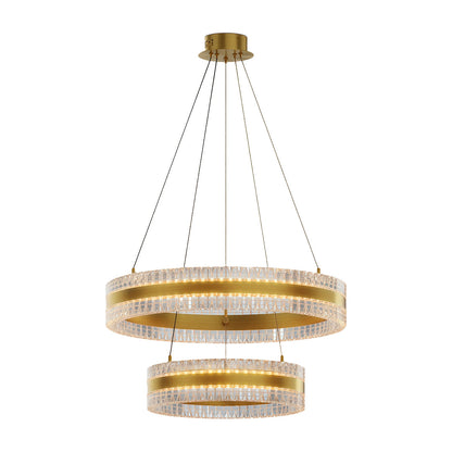 Geometric Ring Chandelier with Integrated LED and Aluminum Frame in Three Finish Options