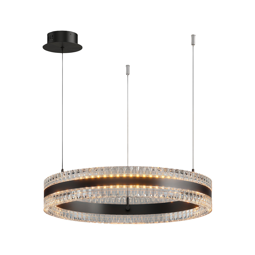 Geometric Ring Chandelier with Integrated LED and Aluminum Frame in Three Finish Options
