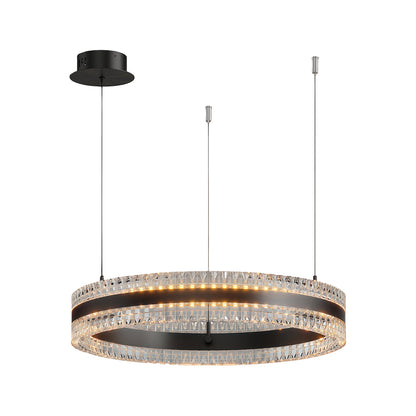 Geometric Ring Chandelier with Integrated LED and Aluminum Frame in Three Finish Options