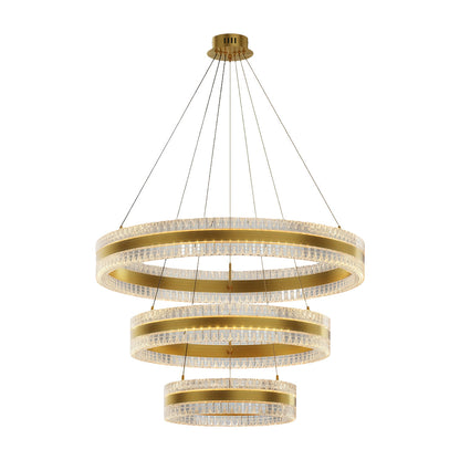 Geometric Ring Chandelier with Integrated LED and Aluminum Frame in Three Finish Options