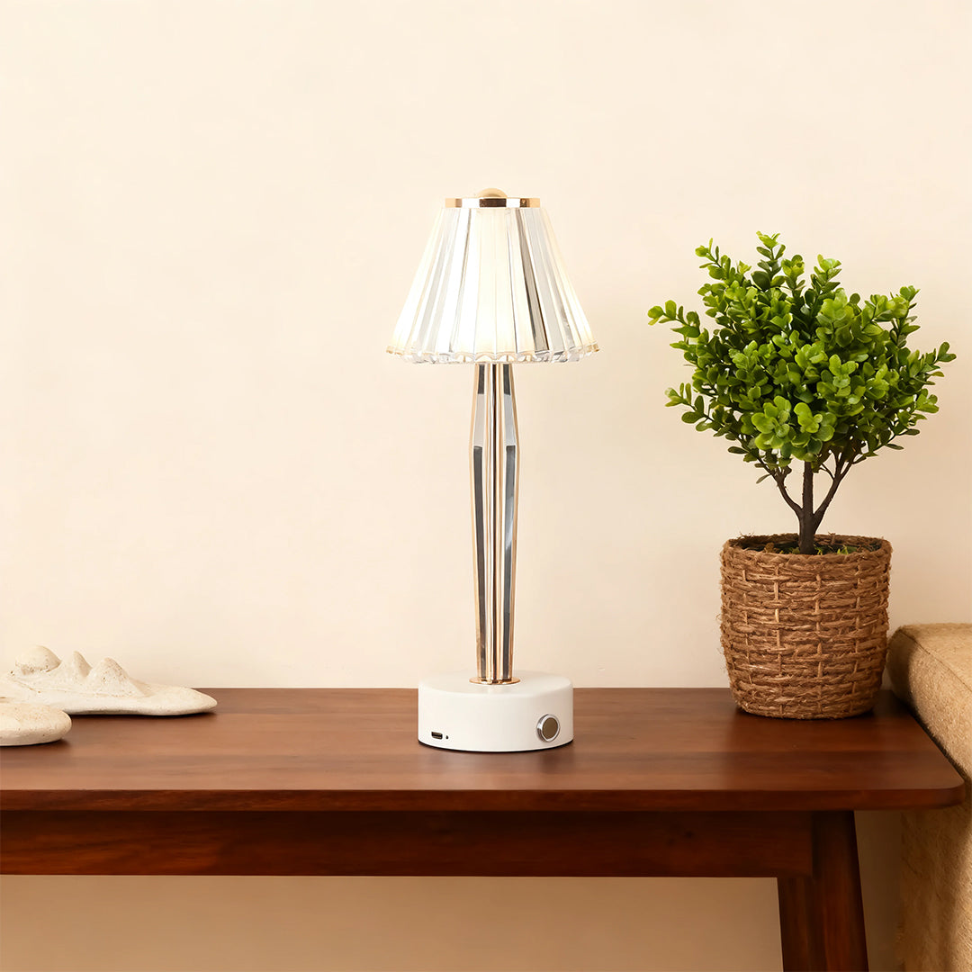 Cordless Rechargeable Touch Dimming Bedside Table Lamp, Iron Body, Black or White