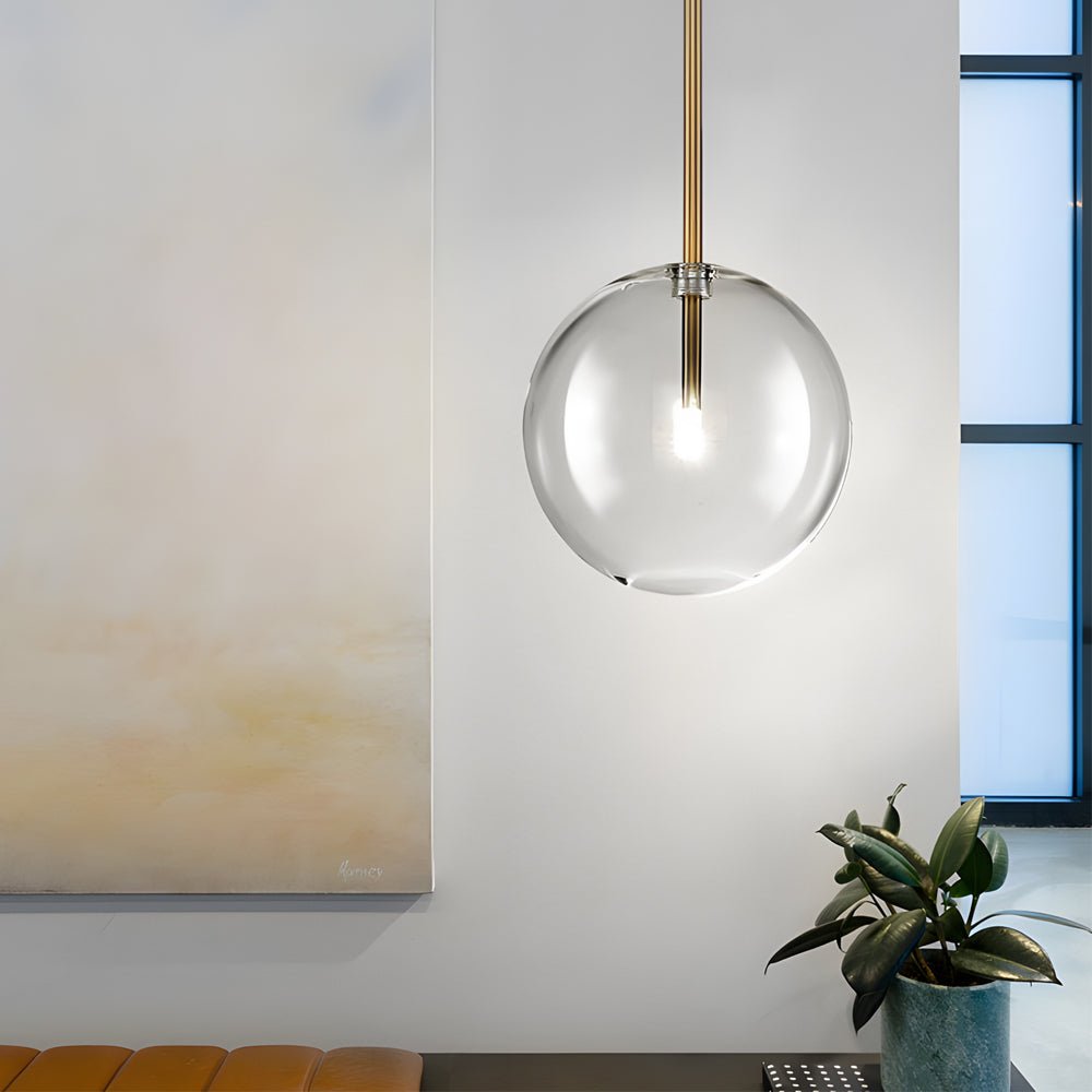 Nordic Clear Glass Globe Pendant Light with Gold Iron Hardware