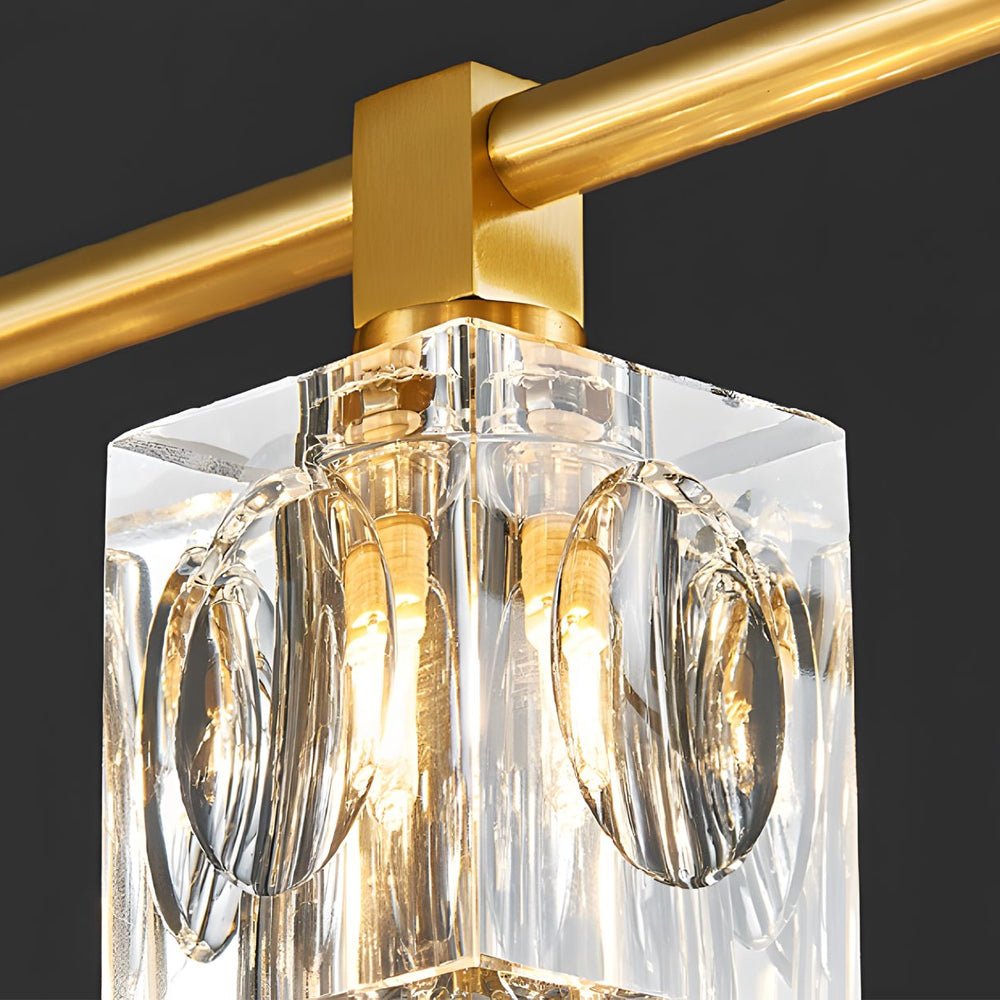 Crystal Cube Semi-Flush Mount Ceiling Light — Modern Luxury G9 Copper 4 6 8 Light