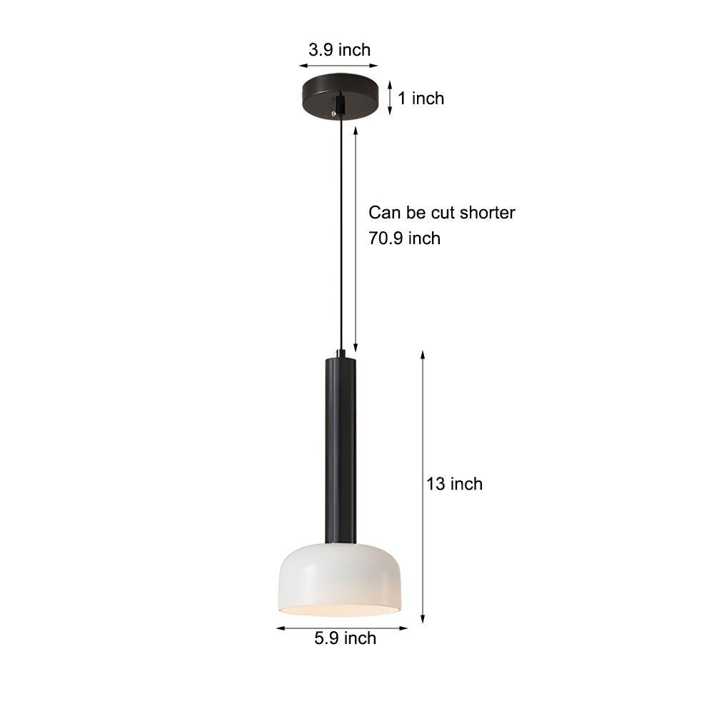 Long Copper Tube Pendant Light with White Glass Bowl Shade