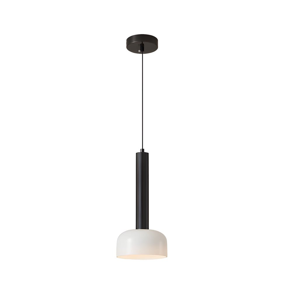 Long Copper Tube Pendant Light with White Glass Bowl Shade