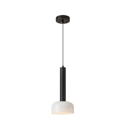 Long Copper Tube Pendant Light with White Glass Bowl Shade
