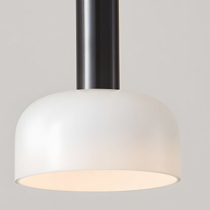 Long Copper Tube Pendant Light with White Glass Bowl Shade