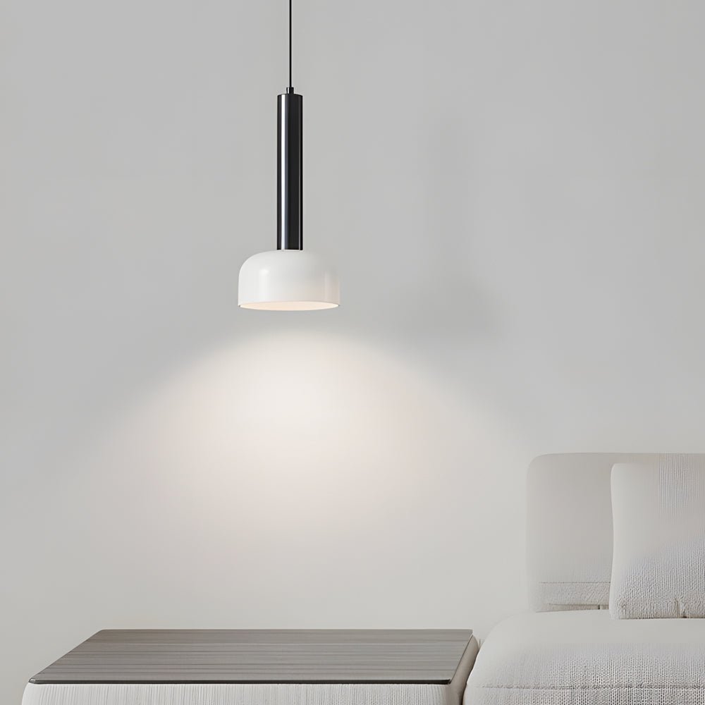 Long Copper Tube Pendant Light with White Glass Bowl Shade