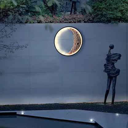 Round Resin Crescent Moon LED Outdoor Wall Sconce IP54 Black