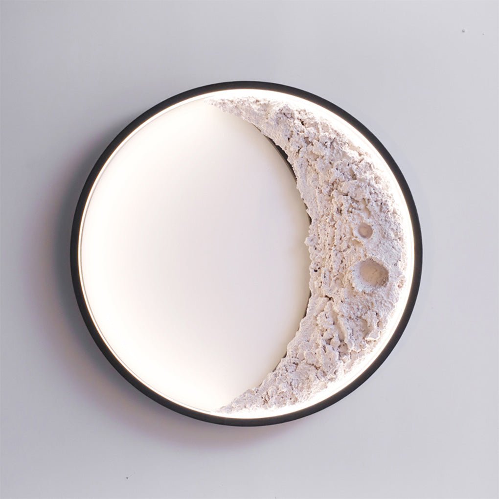 Round Resin Crescent Moon LED Outdoor Wall Sconce IP54 Black