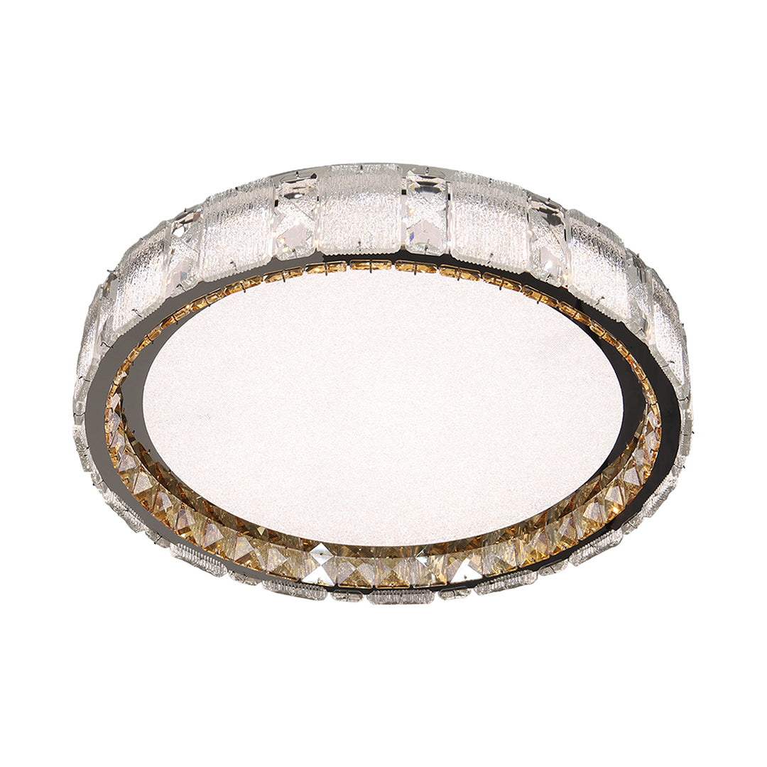 Sparkling Crystal Halo Flush Mount Chrome Round Three Sizes