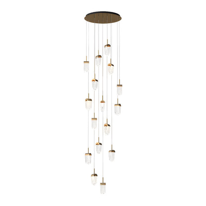 Staircase Chandelier Aluminum Acrylic Integrated LED 16-Head Gold Modern 3-Step Colour Temperature