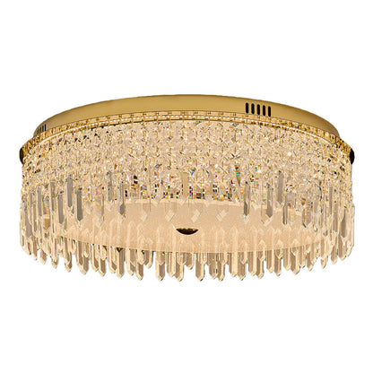Waterfall Crystal Drop Flush Mount in Champagne Gold Carbon Steel with 3-Step Colour Temperature in Three Sizes