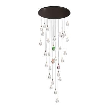 Staircase Chandelier Gold Crystal 30-Head 3D Matrix LED 3000K 4500K 6000K