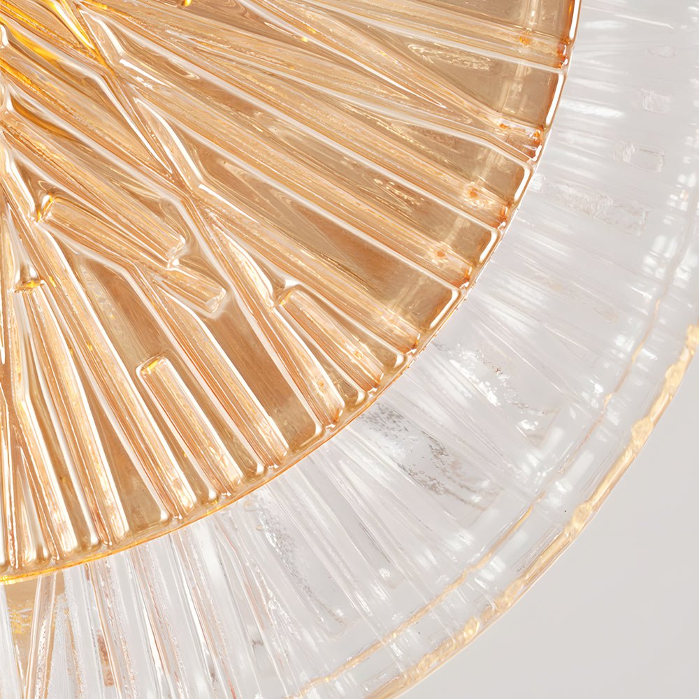Crystal Glass Disc Pendant Light with Gold Metal Hardware and Integrated LED