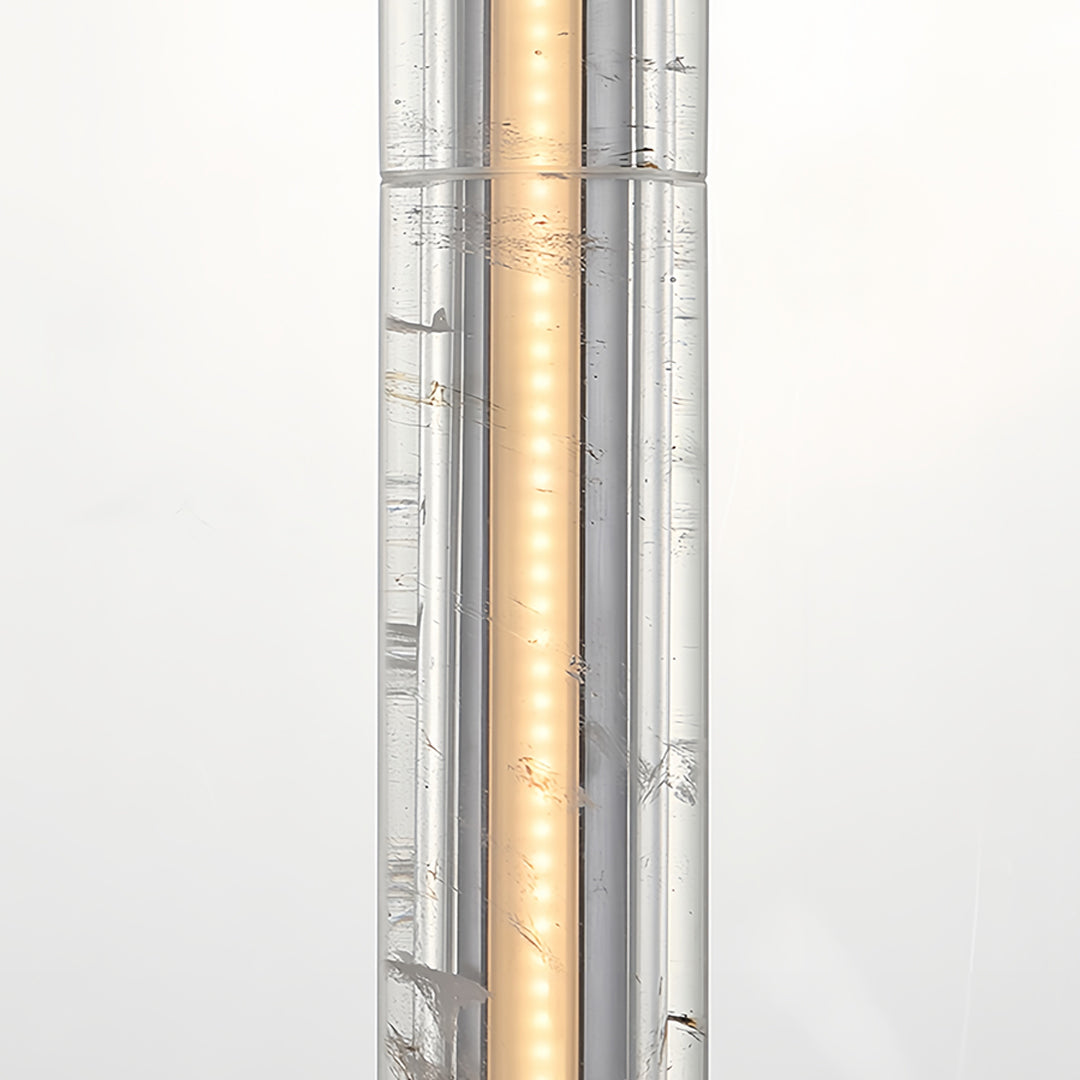 Crystal Ice Column Mini Pendant Chrome Linear LED Warm White 2 Sizes