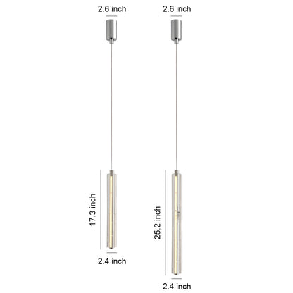 Crystal Ice Column Mini Pendant Chrome Linear LED Warm White 2 Sizes