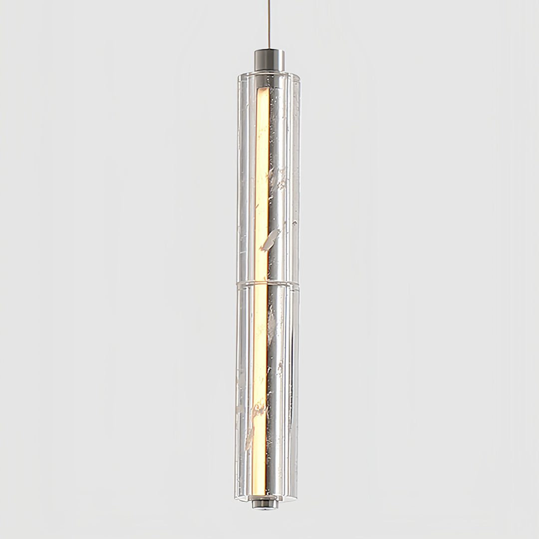 Crystal Ice Column Mini Pendant Chrome Linear LED Warm White 2 Sizes