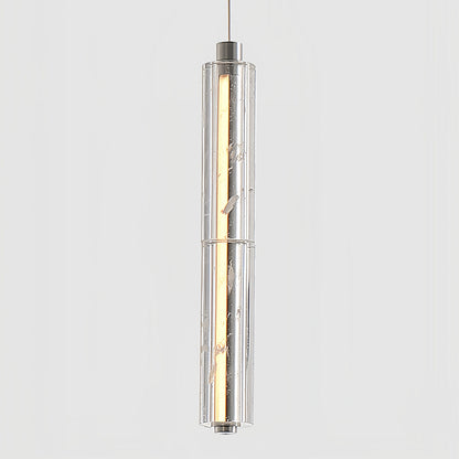 Crystal Ice Column Mini Pendant Chrome Linear LED Warm White 2 Sizes