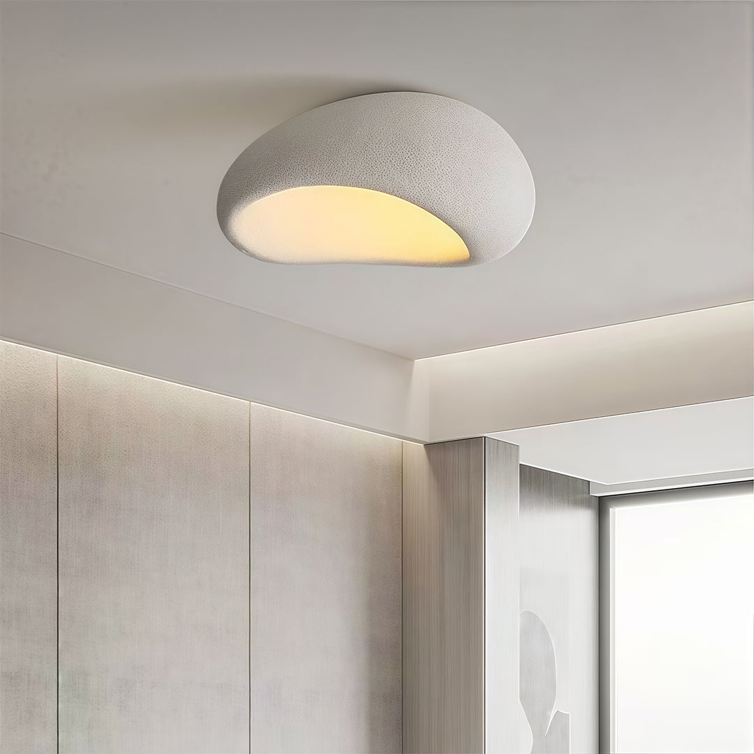 Wabi-Sabi Oval Flush Mount or Pendant White Gray Remote Dimming
