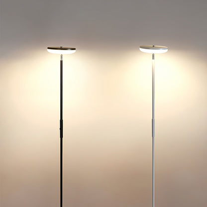 Modern Floor Lamp LED 360 Degree Adjustable Head Uplight Downlight Acrylic Disc Iron Dimmable Remote 3 Color Modes Black White 71 Inch