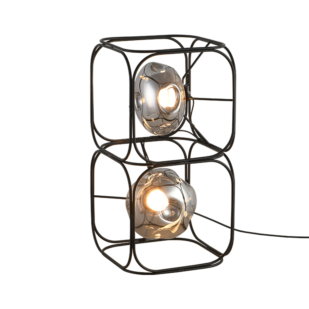 Nordic Stackable Cube LED Table Lamp Black Iron Smoked Glass Full Spectrum Eye Care CRI 97 2 3 or 4 Heads