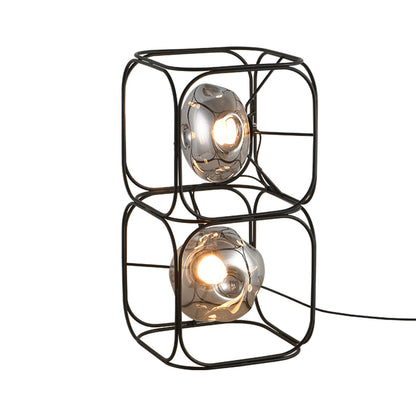 Nordic Stackable Cube LED Table Lamp Black Iron Smoked Glass Full Spectrum Eye Care CRI 97 2 3 or 4 Heads