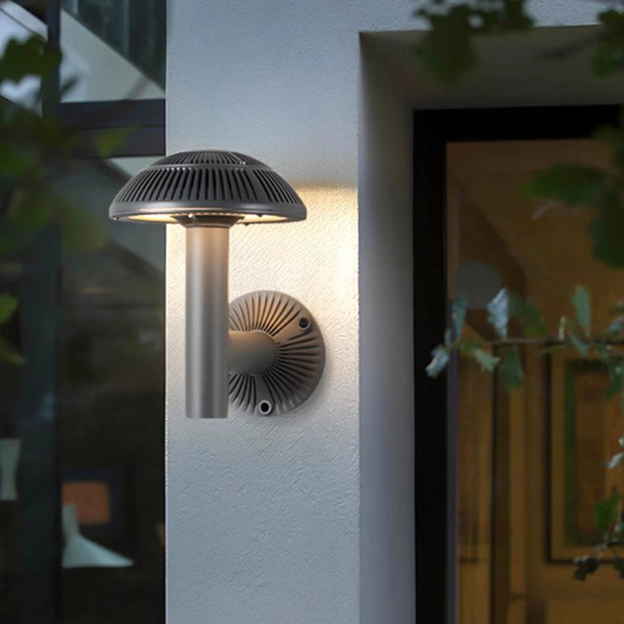 Modern Mushroom LED Outdoor Wall Sconce Aluminum PMMA IP65 9W 2CCT Gray Garden Courtyard Villa