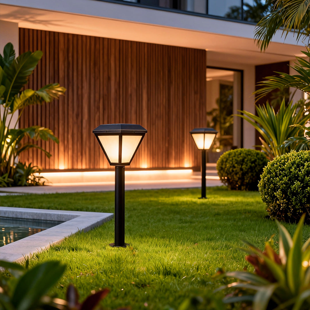 Solar Bollard Path Light LED Outdoor Landscape Stake Garden Pathway Lighting